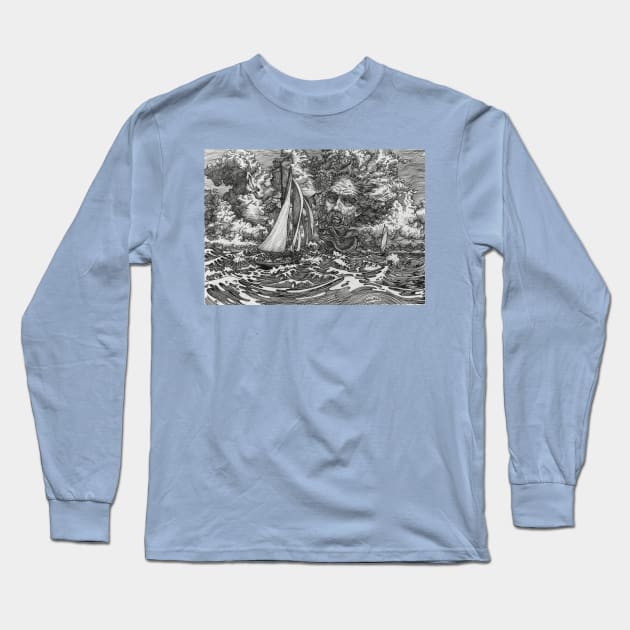 Poseidon Long Sleeve T-Shirt by maxwellillustration